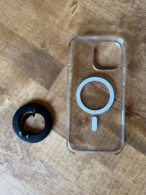 Clear MagSafe iPhone 16 Plus Case with Black Ring Stand